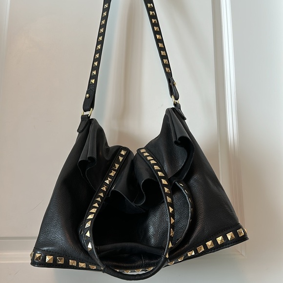 Zara black leather studded tote bag - Picture 9 of 14